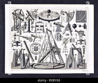 1849 Les photos Astronomie Print de divers télescopes 19ème siècle y compris télescope géant d'Herschel et divers autres télescopes méridiens Banque D'Images