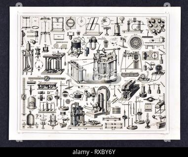 1849 Les photos Atlas imprimer du matériel scientifique et des appareils utilisés dans le laboratoire pour diverses expériences scientifiques Banque D'Images