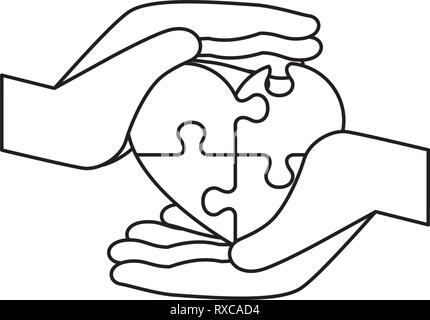 Coeur de levage avec les mains jointes puzzle solution Illustration de Vecteur