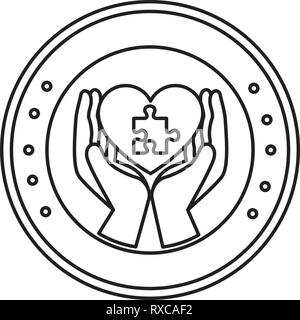 Coeur de levage avec les mains jointes puzzle solution Illustration de Vecteur
