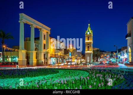 Tour de l'horloge à Jaffa, près de Tel Aviv, rue Yefet Banque D'Images