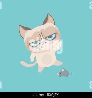 Cute cat grincheux. Vector Illustration. Illustration de Vecteur