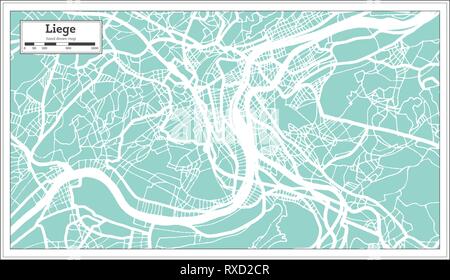 Plan de la ville de Liège en style rétro. Une carte de Noël. Vector Illustration. Illustration de Vecteur
