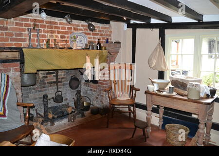 L'intérieur Bridge Cottage Flatford, Flatford à Suffolk, UK - métayer Banque D'Images