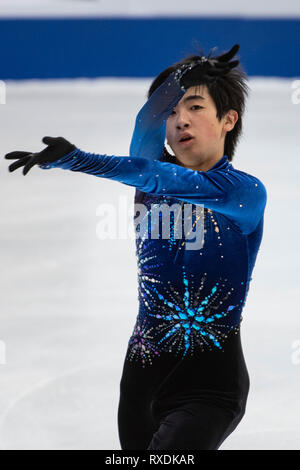 Zagreb, Croatie, 08 mars, 2019. Tatsuya Tsuboi du Japon durant les championnats du monde juniors de patinage artistique 2019, hommes juniors de patinage libre au Dom sportova de Zagreb, Croatie, le 8 mars 2019. Credit : Enrico Calderoni/AFLO SPORT/Alamy Live News Banque D'Images