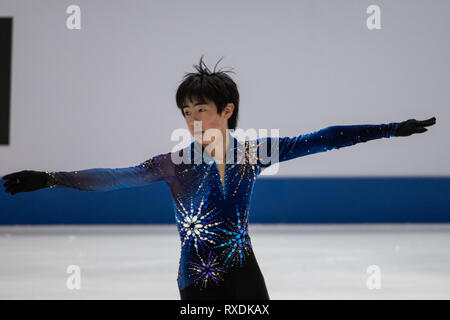 Zagreb, Croatie, 08 mars, 2019. Tatsuya Tsuboi du Japon durant les championnats du monde juniors de patinage artistique 2019, hommes juniors de patinage libre au Dom sportova de Zagreb, Croatie, le 8 mars 2019. Credit : Enrico Calderoni/AFLO SPORT/Alamy Live News Banque D'Images