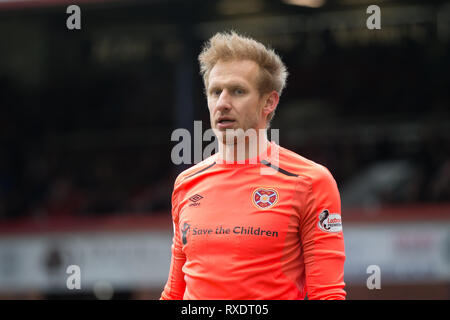 Dens Park, Dundee, Royaume-Uni. Mar 9, 2019. Football Premiership Ladbrokes, Dundee contre coeur de Midlothian ; Zdenek Zlamal de coeur de Midlothian : Action Crédit Plus Sport/Alamy Vivre NewsEditorial uniquement, licence requise pour un usage commercial. Aucune utilisation de pari, de jeux ou d'un seul club/ligue/dvd publications.' Banque D'Images