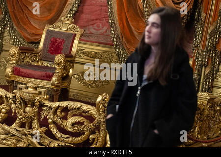 Torino, Italie, 21th Mars, 2019. Foto LaPresse/Nicol&# xf2 ; Campo 9/3/2019 Torino (Italia) Cronaca Settimana dei Musei, l'-iniziativa promossa dal Ministero per i Beni e le Attivit&# xe0 ; culturali classe l'ingresso gratuito a tutti i musei statali dal 5 al 10 marzo Nella foto : la Sala del Trono di Palazzo Reale Photo LaPresse/Nicol&# xf2 ; Campo 9 Mars, 2019 Turin (Italie) News Semaine de musées, l'initiative promue par le Ministère des biens et des activités culturels permet d'accéder gratuitement à tous les musées d'état du 5 au 10 mars dans l'image : la salle du trône du Palais Royal Credi Banque D'Images