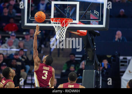 Winston-Salem, NC, USA. Mar 9, 2019. Florida State Seminoles Trent garde Forrest (3) le match de basket-ball à LJVM Coliseum de Winston-Salem, NC. (Scott Kinser/Cal Sport Media) Credit : csm/Alamy Live News Banque D'Images