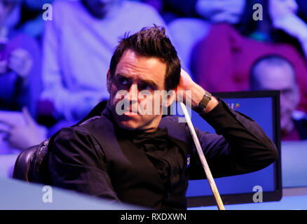 Le Lancashire, Royaume-Uni. UK. Mar 9, 2019. Snooker, Coral Championnat des joueurs, jour 6 ; Ronnie O'Sullivan, de l'Angleterre réagit au cours de sa demi-finale contre Mark Allen de l'Irlande du Nord : l'action de Crédit Plus Sport/Alamy Live News Banque D'Images