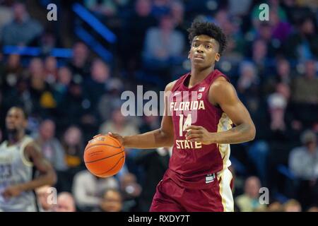 Winston-Salem, NC, USA. Mar 9, 2019. Florida State Seminoles guard Terance Mann (14) dans le match de basket-ball à LJVM Coliseum de Winston-Salem, NC. (Scott Kinser/Cal Sport Media) Credit : csm/Alamy Live News Banque D'Images