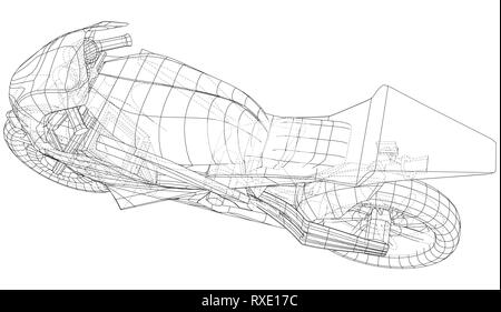 Technique Moto Sport de fil de fer. Le rendu 3D de vecteur Illustration de Vecteur