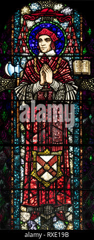 Saint Thomas More, grand chancelier, qui fut décapité en 1535, St Oswald & St Edmund Église, Ashton-in-Makerfield, Greater Manchester, UK Banque D'Images