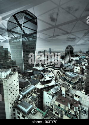 Avis de "Jardin à 120' un jardin sur le toit à Londres. Le gratte-ciel talkie walkie qui abrite le Sky Garden est représenté à gauche. Banque D'Images