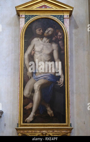Pieta par Agnolo di Cosimo habituellement connue sous le nom de Bronzino, Agnolo Bronzino, ou Basilique de Santa Croce (Basilique de la Sainte Croix) à Florence, Italie Banque D'Images