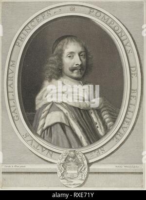 Pompone de Bellièvre. Robert Nanteuil (Français, 1623-1678) ; après Charles Le Brun (Français, 1619-1690). Date : 1657. Dimensions : 327 × 251 mm. Gravure sur papier. Origine : France. Musée : le Chicago Art Institute. Banque D'Images