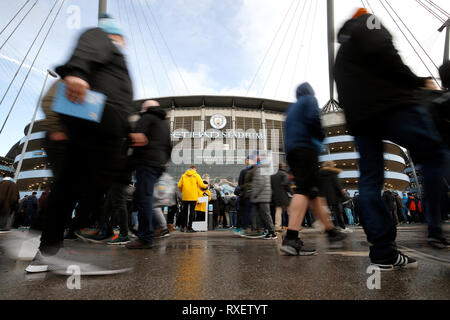 Une vue générale de l'Etihad Stadium avant le match au cours de la Premier League match au stade Etihad, Manchester. Banque D'Images
