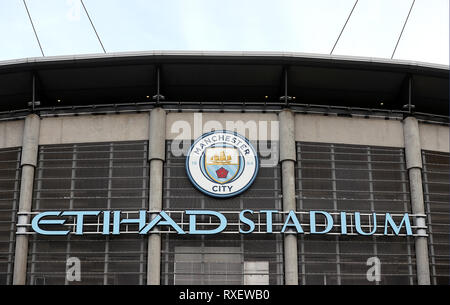 Une vue générale de l'Etihad Stadium avant le match au cours de la Premier League match au stade Etihad, Manchester. Banque D'Images