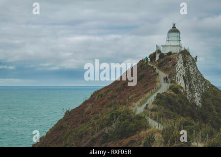 Phare de Nugget Point de vue dans l'Otago, île du Sud, Nouvelle-Zélande Banque D'Images