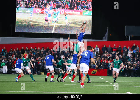 8 mars 2019, Cork, Irlande : En vertu de 20 match des Six Nations entre l'Irlande et la France à l'Irish Independent Park. Banque D'Images