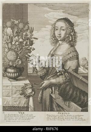 Au printemps. Wenceslaus Hollar ; République tchèque, 1607-1677. Date : 1641. Dimensions : 246 × 179 mm (plaque) ; 250 × 184 mm (feuille). Gravure sur papier vergé ivoire. Origine : La Bohême. Musée : le Chicago Art Institute. Banque D'Images