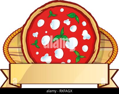 Pizza italienne logo avec étiquette vide de l'espace de bannière.vector illustration Illustration de Vecteur