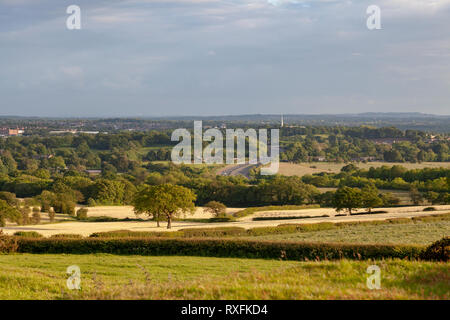 La vue sur la campagne du Lancashire vers la Fylde coast de Denham carrière près de Chorley Banque D'Images