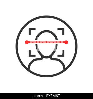 L'icône d'analyse de visage au style plat. Illustration vecteur id du visage blanc sur fond isolé. L'algorithme d'identification concept d'entreprise. Illustration de Vecteur