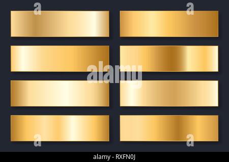 Collection d'artifices avec un gradient de métallique. Les plaques brillantes avec effet d'or. Vector illustration. Illustration de Vecteur