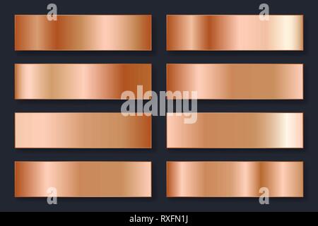 Collection d'artifices avec un gradient de métallique. Les plaques de bronze brillant avec effet. Vector illustration. Illustration de Vecteur