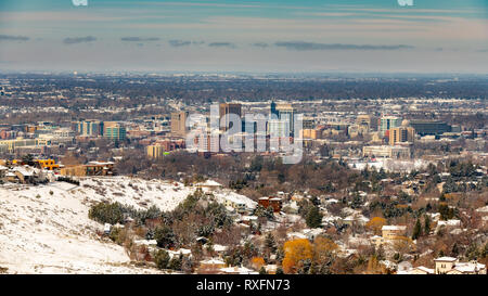 Vue unique sur les toits de Boise IDAHO du dessus avec la capitale de l'état Banque D'Images