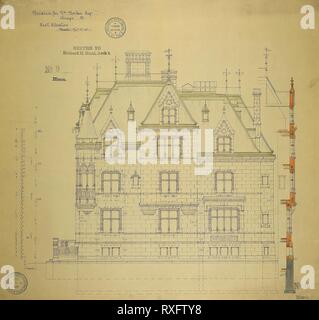 Résidence de William Borden, Chicago, Illinois, à l'est l'altitude. Richard Morris Hunt ; American, 1827-1895. Date : 1886. Dimensions : 64,5 × 67,5 cm (25 3/8 x 26 9/16 in.). Aquarelle sur hectographic imprimer, montée sur lin. Origine : Chicago. Musée : le Chicago Art Institute. Banque D'Images