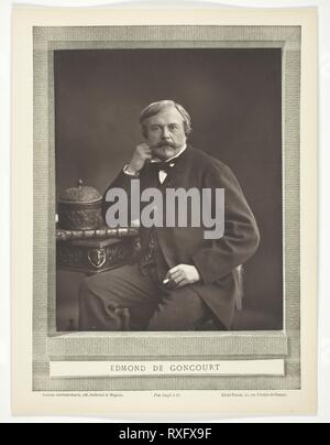 Edmond de Goncourt (écrivain et critique français, 1822-1896). Nadar (Gaspard Félix Tournachon) ; français, 1820-1910. Date : 1853-1876. Dimensions : 23,8 × 19,2 cm (image/papier) ; 34,2 × 26 cm (support). Woodburytype, du périodique "Galerie Contemporaine littéraire, artistique' (1876), volume 3. Origine : France. Musée : le Chicago Art Institute. Banque D'Images