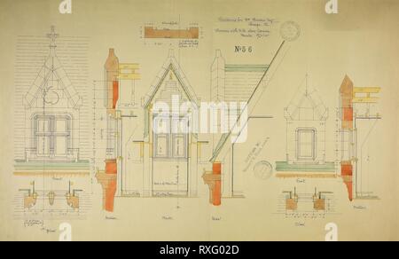 Résidence de William Borden, Chicago, Illinois, Dormer Détails. Richard Morris Hunt ; American, 1827-1895. Date : 1885-1886. Dimensions : 58,6 × 95,1 cm (23 1/16 × 37 7/16 po.). Aquarelle sur hectographic imprimer, montée sur lin. Origine : Chicago. Musée : le Chicago Art Institute. Banque D'Images