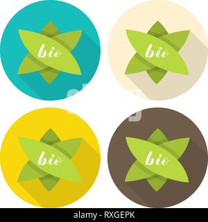 Jeu d'étiquettes pour les produits Bio. Illustration de Vecteur