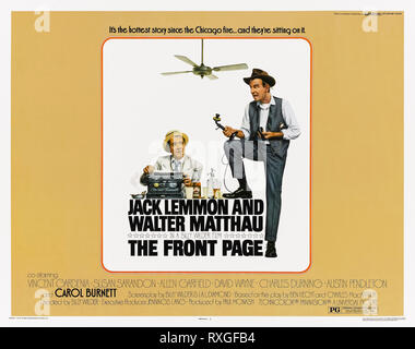 La première page (1974) réalisé par Billy Wilder avec Jack Lemmon, Walter Matthau et Susan Sarandon. La comédie noire sur un éditeur qui tente de mettre fin à sa retraite reporter haut. Banque D'Images