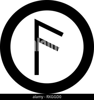 Ancuz Asir rune bouche frêne noir icône vecteur de couleur en cercle autour de l'image simple style illustration télévision Illustration de Vecteur