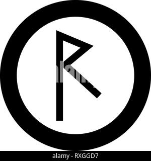Raido rune symbole raid road icon noir vecteur de couleur en cercle autour de l'image simple style illustration télévision Illustration de Vecteur