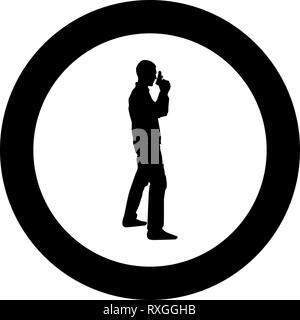 Man with Gun Hazard concept icon noir vecteur de couleur en cercle autour de l'image simple style illustration télévision Illustration de Vecteur