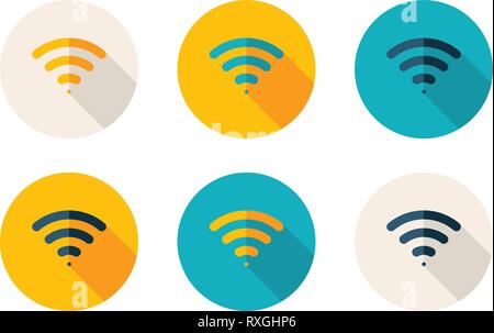 Ensemble d'Icônes Design plat simple indique une zone de connexion Wi-Fi gratuite. Illustration de Vecteur