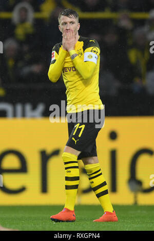 Dortmund, Allemagne. 09Th Mar, 2019. Marco Reus (BVB) est déçu. GES/football/1. Bundesliga : Borussia Dortmund - VfB Stuttgart, 09.03.2019 Le football : 1ère ligue : VfB Stuttgart vs Borussia Dortmund, Dortmund, le 9 mars, 2019 | dans le monde entier : dpa Crédit/Alamy Live News Banque D'Images