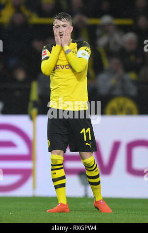 Dortmund, Allemagne. 09Th Mar, 2019. Marco Reus (BVB) est déçu. GES/football/1. Bundesliga : Borussia Dortmund - VfB Stuttgart, 09.03.2019 Le football : 1ère ligue : VfB Stuttgart vs Borussia Dortmund, Dortmund, le 9 mars, 2019 | dans le monde entier : dpa Crédit/Alamy Live News Banque D'Images