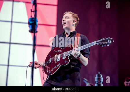 Liverpool, Royaume-Uni. 9 mars 2019. George Ezra se produisant au complet Liverpool M&S Bank Arena sur sa tournée britannique, Liverpool 09/03/2019 Credit : Gary Mather/Alamy Live News Banque D'Images