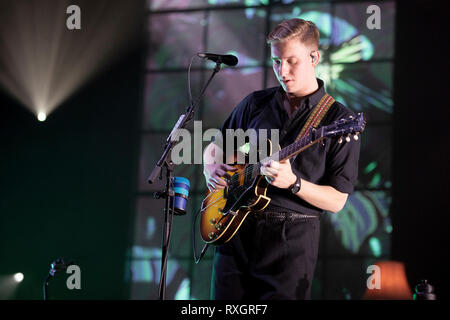 Liverpool, Royaume-Uni. 9 mars 2019. George Ezra se produisant au complet Liverpool M&S Bank Arena sur sa tournée britannique, Liverpool 09/03/2019 Credit : Gary Mather/Alamy Live News Banque D'Images