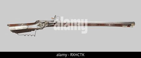 Wheellock carabine. L'allemand. Date : 1660. Dimensions : L. 112 cm (44 1/8 in.) Baril 84,8 cm L. (33 3/8 in.) calibre .67 Wt. 10 lb. Acier, fer, noyer, corne, et de nacre. Origine : Allemagne. Musée : le Chicago Art Institute. Banque D'Images
