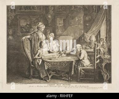 L'artiste et sa famille. Daniel Nikolaus Chodowiecki ; allemand, 1726-1801. Date : 1771. Dimensions : 190 x 245 mm. Gravure sur papier. Origine : Allemagne. Musée : le Chicago Art Institute. Banque D'Images