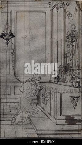 Pour l'étude de l'Abbé Dinouart Vignette 'La Vie du Vénérable Don Juan de Palafox', p. 256. François Hubert Gravelot ; français, 1699-1773. Date : 1757-1773. Dimensions : 131 × 80 mm. Plume et encre noire, gris graphite sur papier vergé, fixées sur papier vergé ivoire. Origine : France. Musée : le Chicago Art Institute. Banque D'Images