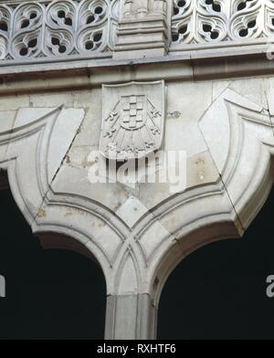 DETALLE DE LOS ESCUDOS DEL PATIO DEL PALACIO DE LA SALINA - siglo XVI. Lieu : PALAIS DE LA SALINA / PALACION DE FONSECA. Salamanque. L'ESPAGNE. Banque D'Images