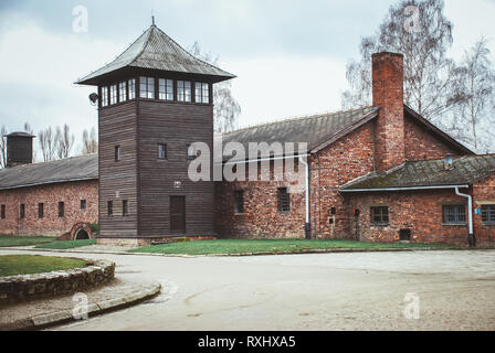 Tour de garde Auschwitz Banque D'Images