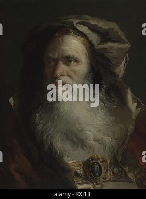 Tête d'un philosophe. Giandomenico Tiepolo ; italien, Bassano Jacopo. Date : 1758-1764. Dimensions : 60,5 × 45,8 cm (23 3/4 x 18 in.). Huile sur toile. Origine : Italie. Musée : le Chicago Art Institute. Auteur : Giovanni Domenico Tiepolo. Banque D'Images